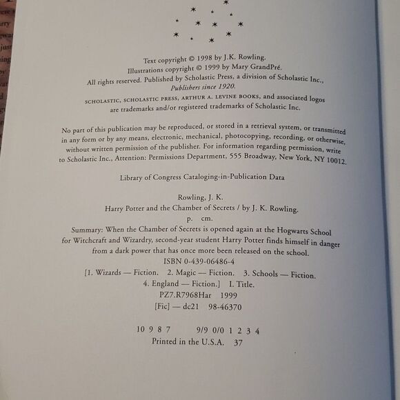 💚3/$20 Vtg Book "Harry Potter and the Chamber of Secrets" -J. K. Rowling - Picture 12 of 13